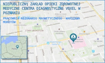PRACOWNIA REZONANSU MAGNETYCZNEGO - NIEPUBLICZNY ZAKŁAD OPIEKI ZDROWOTNEJ MEDYCZNE CENTRA DIAGNOSTYCZNE VOXEL W POZNANIU - ANTONIEGO JÓZEFA MADALIŃSKIEGO 25,  WARSZAWA MOKOTÓW