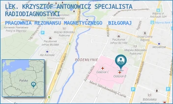 PRACOWNIA REZONANSU MAGNETYCZNEGO - LEK. KRZYSZTOF ANTONOWICZ SPECJALISTA RADIODIAGNOSTYKI - DR. STANISŁAWA POJASKA 3,  BIŁGORAJ
