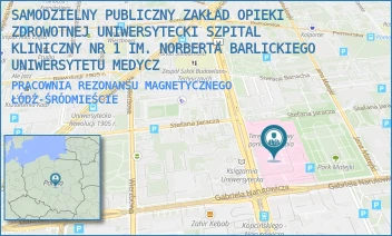 PRACOWNIA REZONANSU MAGNETYCZNEGO - SAMODZIELNY PUBLICZNY ZAKŁAD OPIEKI ZDROWOTNEJ UNIWERSYTECKI SZPITAL KLINICZNY NR 1 IM. NORBERTA BARLICKIEGO UNIWERSYTETU MEDYCZ - UL. DR. STEFANA KOPCIŃSKIEGO 22,  ŁÓDŹ-ŚRÓDMIEŚCIE