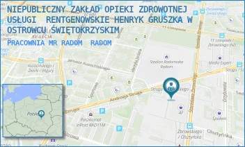 PRACOWNIA MR RADOM - NIEPUBLICZNY ZAKŁAD OPIEKI ZDROWOTNEJ USŁUGI RENTGENOWSKIE HENRYK GRUSZKA - ANDRZEJA STRUGA 60,  RADOM