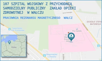 PRACOWNIA REZONANSU MAGNETYCZNEGO - 107 SZPITAL WOJSKOWY Z PRZYCHODNIĄ SAMODZIELNY PUBLICZNY  ZAKŁAD OPIEKI ZDROWOTNEJ  W WAŁCZU - KOŁOBRZESKA 44,  WAŁCZ