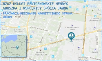 PRACOWNIA REZONANSU MAGNETYCZNEGO STRUGA - NZOZ USŁUGI RENTGENOWSKIE HENRYK GRUSZKA I WSPÓLNICY SPÓŁKA JAWNA - ANDRZEJA STRUGA 60/ZDO RADOM,  RADOM